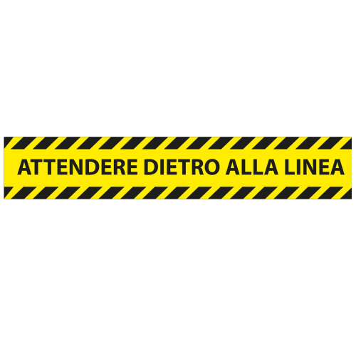 Conf. 5 adesivi da terra L45xH8cm ''ATTENDERE DIETRO LA LINEA''